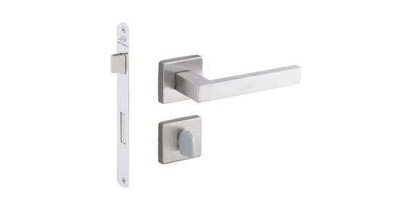 MRAT TARO 02 FECHADURA HATO 2 QUADRADA BANHEIRO INOX ESCOVADO C/RED - Trava Forte