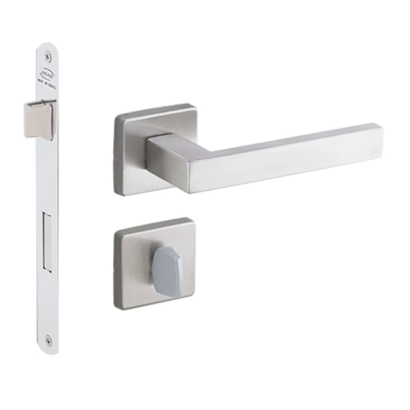 FECHADURA HATO 2 QUADRADA BANHEIRO INOX ESCOVADO C/RED - Trava Forte