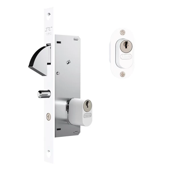 FECHADURA PORTA CORRER STAM 940 ESPELHO INOX BRANCO