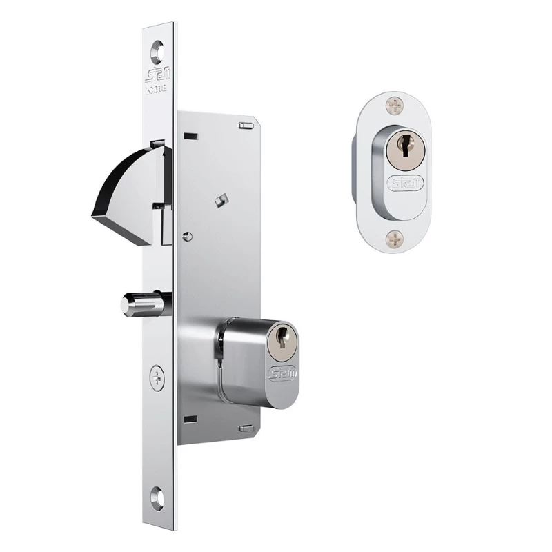 FECHADURA PORTA CORRER STAM GENEBRA 940 INOX POLIDO - Trava Forte
