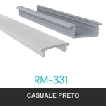KIT PERFIL ALUMÍNIO ROMETAL LED EMBUTIR RM-331 3 MT PRETO C/DIFUSOR