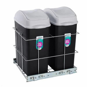 LIXEIRA TELESCÓPICA DUPLA C/BALDE PRETO 20.5LT