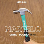 MARTELO UNHA EM AÇO 25MM CABO DE FIBRA EMBORRACHADO RENNA MARTELO UNHA EM AÇO 25MM CABO DE FIBRA EMBORRACHADO RENNA
