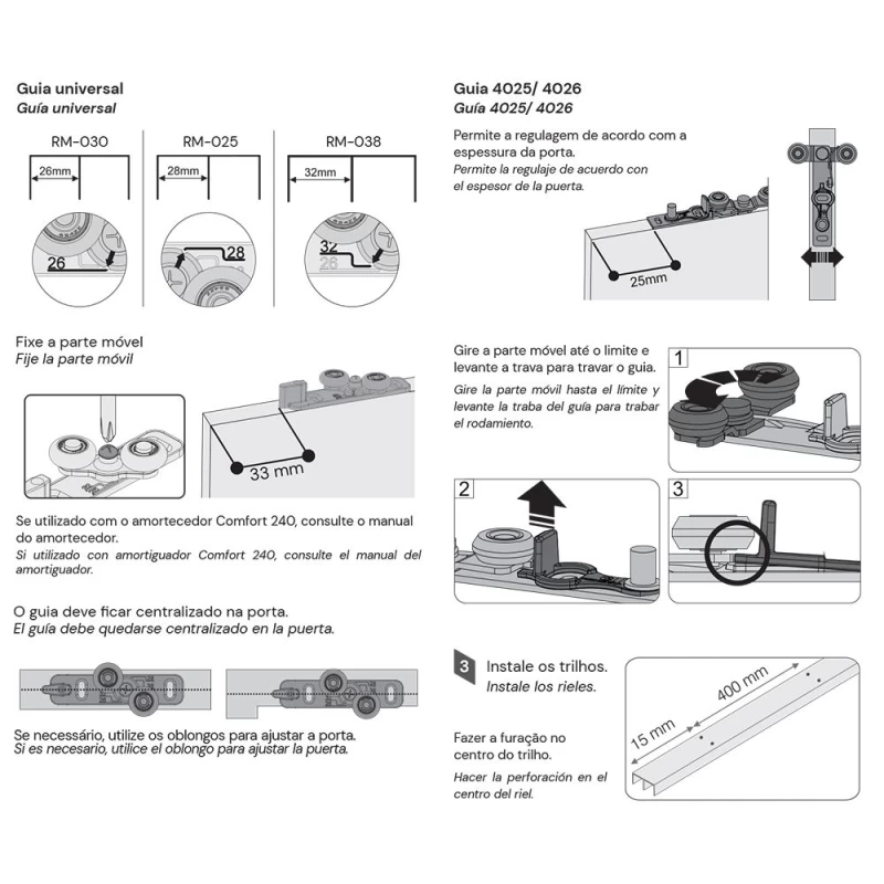 SISTEMA DESLIZANTE/PORTA CORRER ROMETAL EMBUTIR RO-47 4002 60KG