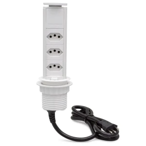 TORRE MINI TOTEM MANUAL 20A 3 TOMADAS RETRÁTIL PRETA