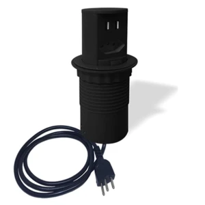 TORRE MINI TOTEM POP 20A 1 TOMADA + 2 USB RETRÁTIL PRETA