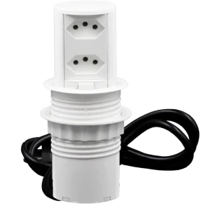TORRE MINI TOTEM POP 20A 2 TOMADAS RETRÁTIL BRANCA